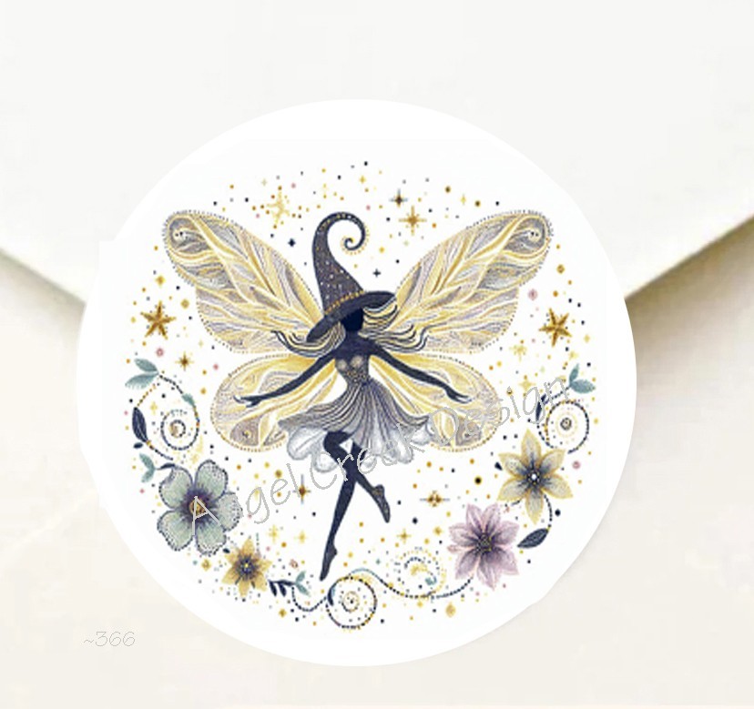 GOLDEN MYTHICAL FAIRY PARTY FAVORS SCRAPBOOK STICKERS ENVELOPE SEALS LABELS