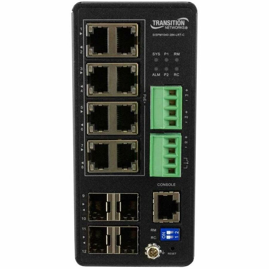 Transition Networks Managed Hardened PoE+ Switch SISPM1040-384-LRT-C