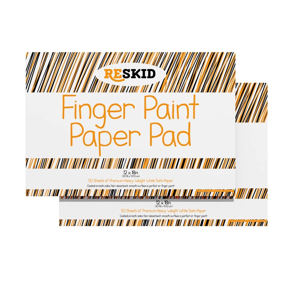 Reskid Large Finger Paint Paper Pad (12 x 18 inches) - 12x18 (2PACK), White 