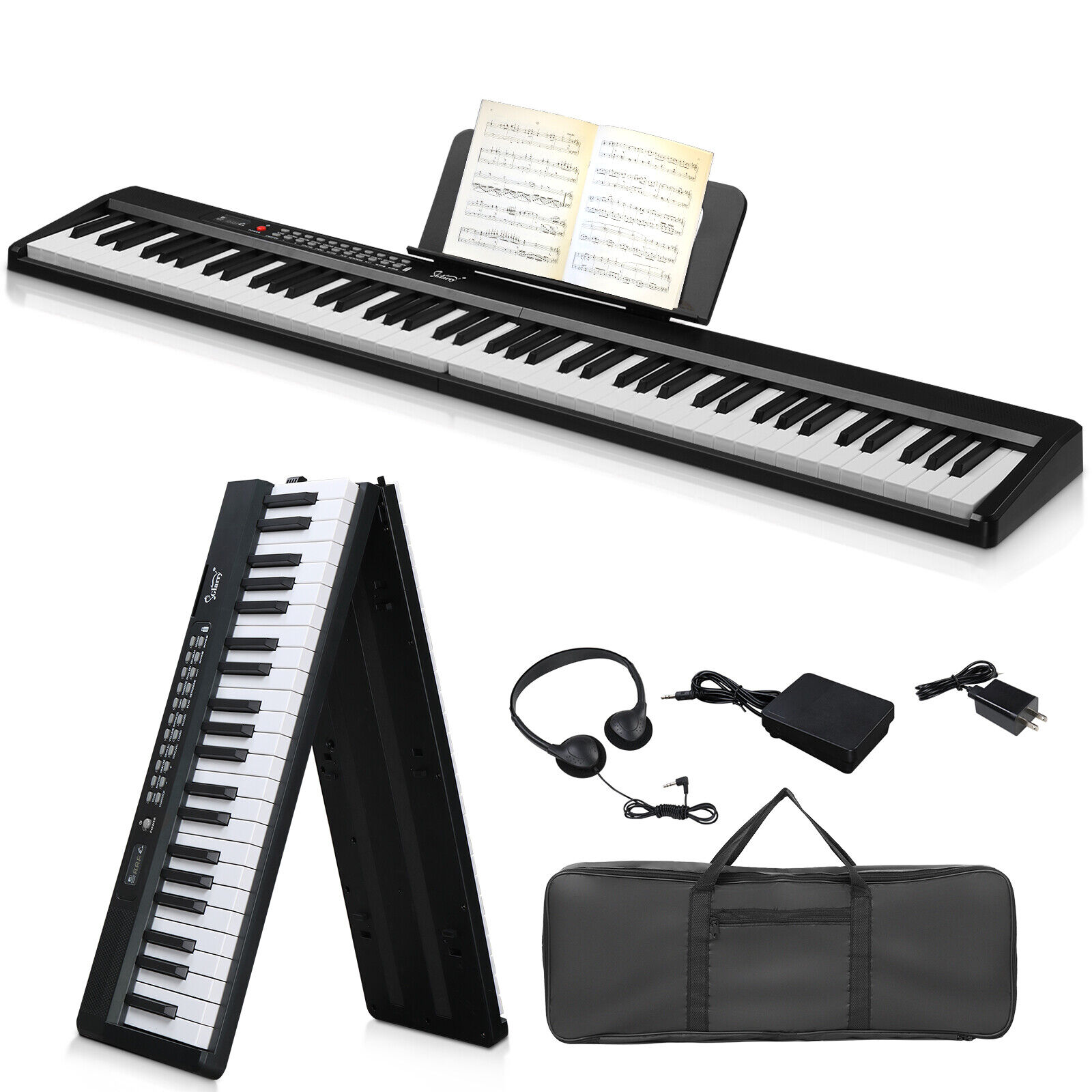 Glarry 88 Key Half Hammer Keyboard Foldable Bluetooth Portable Electric Piano