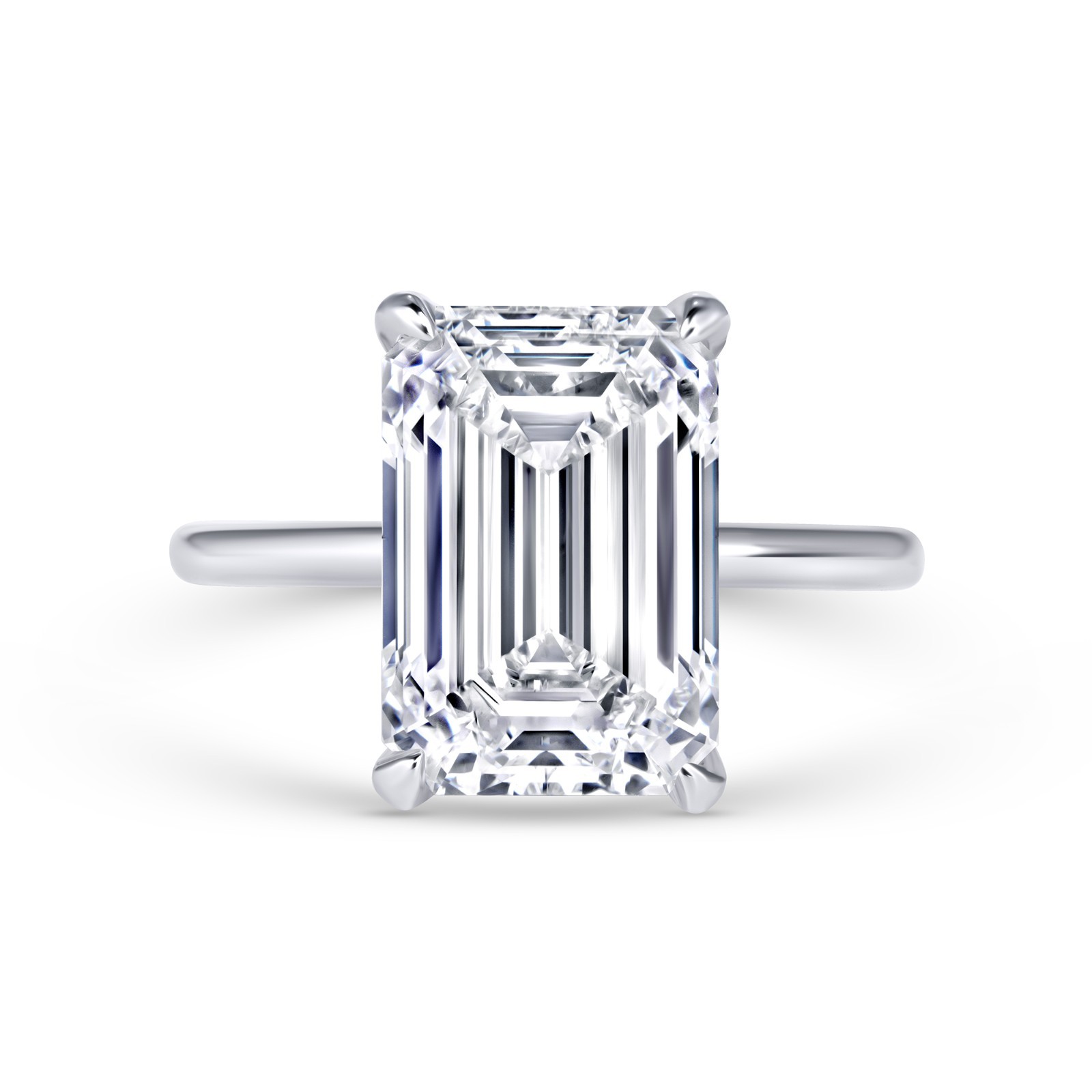 5CT Emerald Lab Grown Diamond Solitaire Engagement Ring IGI 14K White Gold