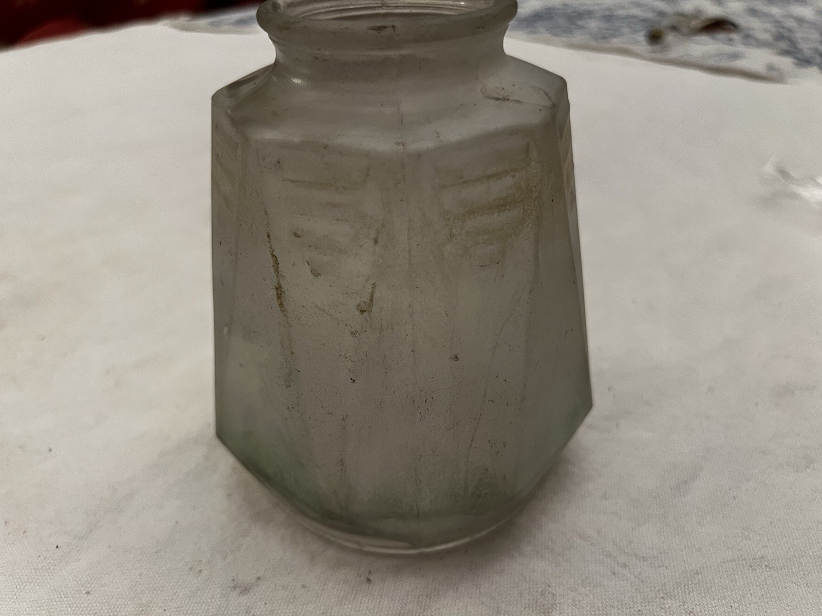 Vintage Octagon Frosted Glass Lamp Shade Art Deco Replacement 5” Tall 2” Fitter