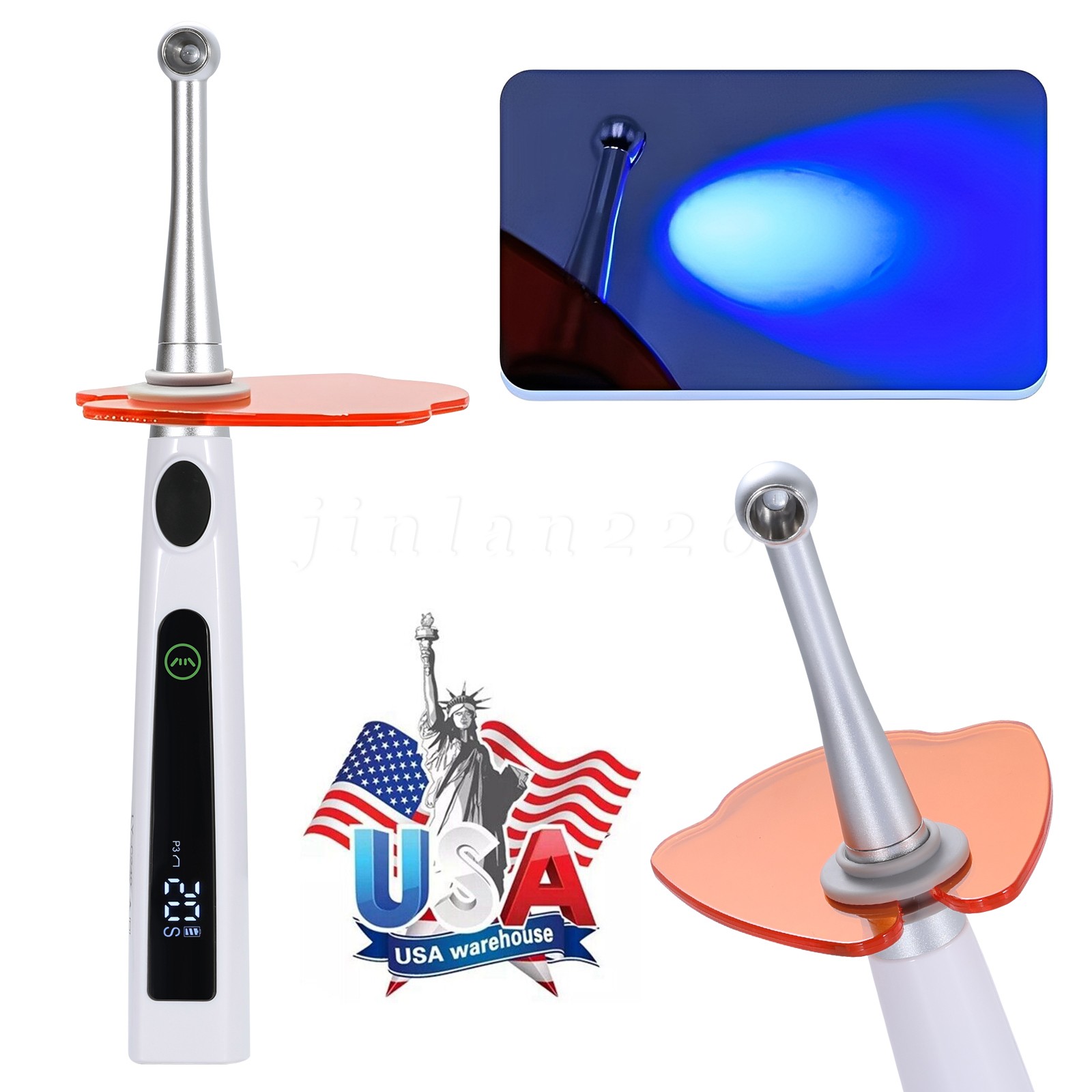Dental LED Curing Light Lamp 1 Sec Resin 2400mw/cm² Wide Cure