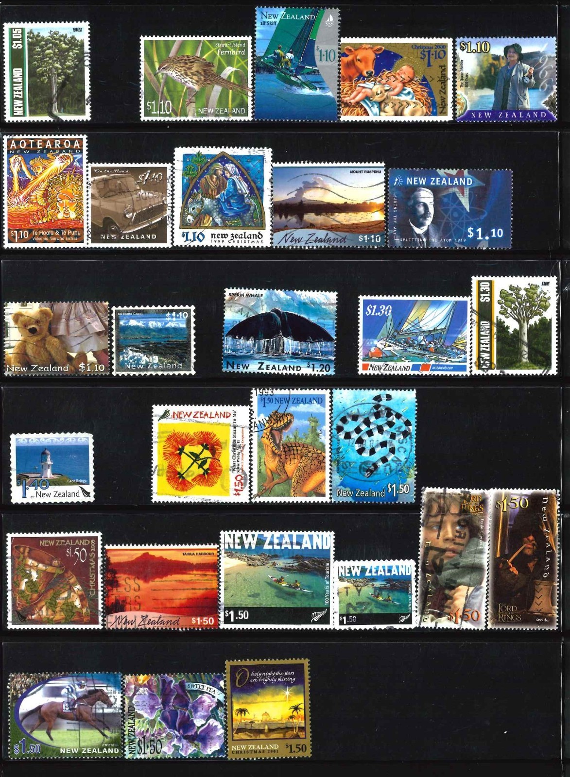 New Zealand, $1.05 to $10 Stamps (51), Assorted, Used