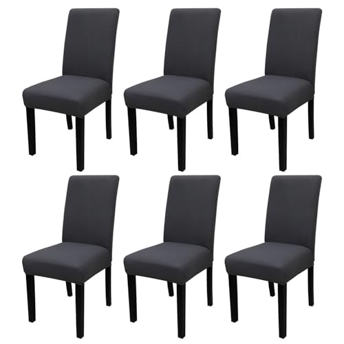  6 Pcs Dining Chair Slipcover,High Stretch Removable Washable Pack of 6 A-grey