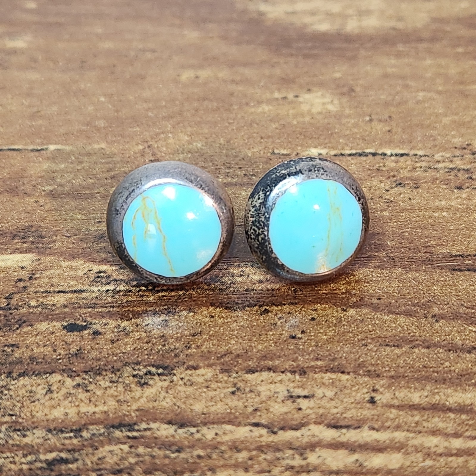 Vintage Taxco 925 Sterling Silver Turquoise Earrings – Round Pierced Design