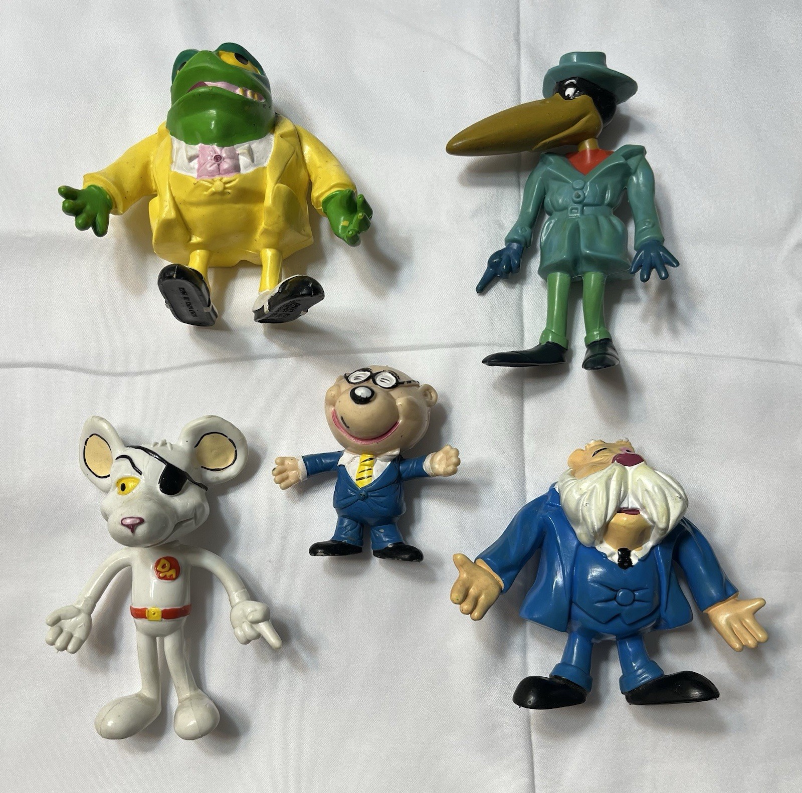 Vintage Danger Mouse Bendy Action Figure Set 1981 Telitoy Hong Kong Baron