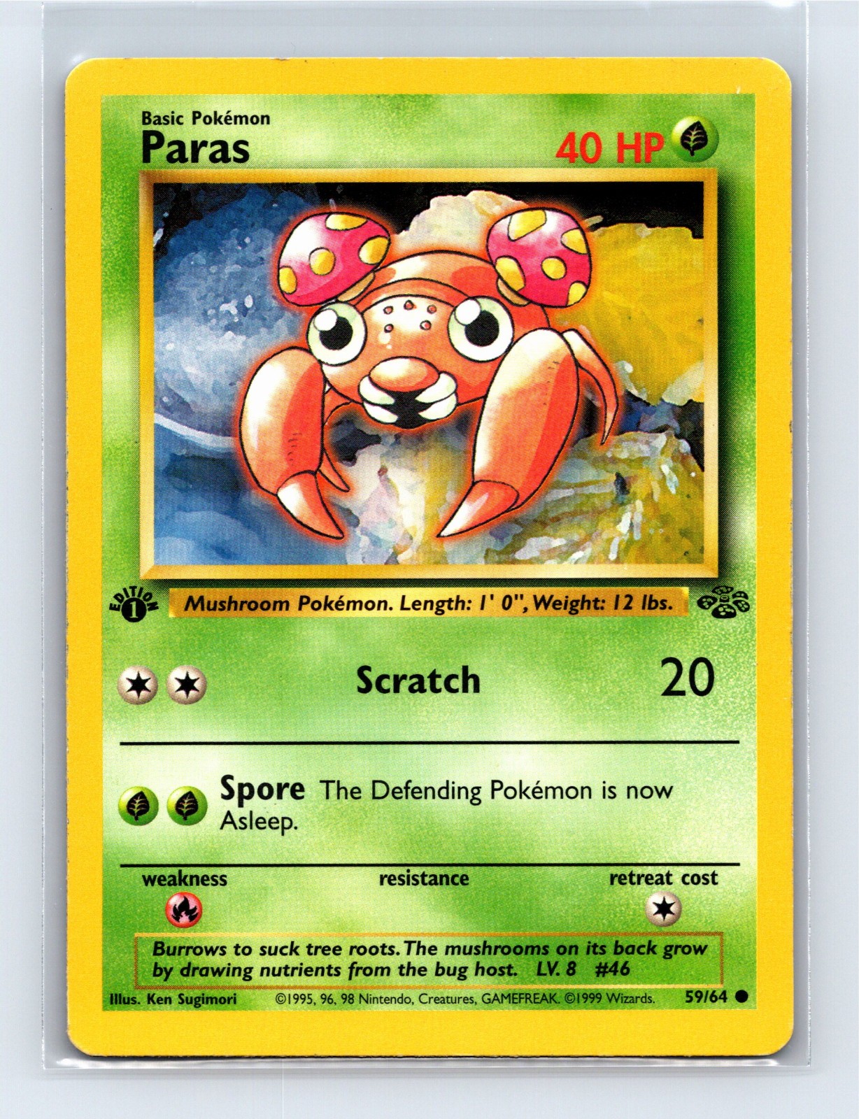 Pokémon TCG Paras Jungle Card 59/64 Regular Common 1st Edition