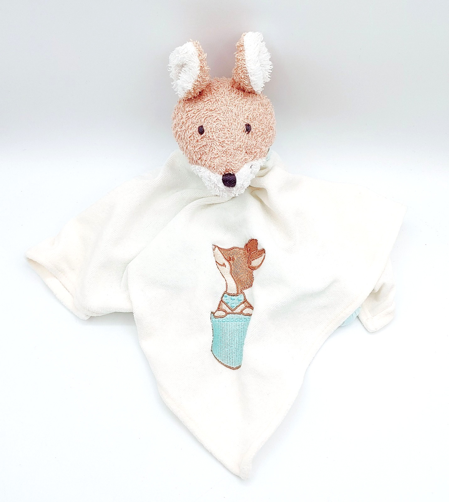 Kathe Kruse Drager Kangaroo w/Embroidered Joey Lovey Security Blanket Knotted