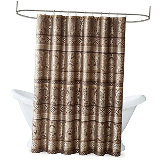 Bellagio Taupe Shower Curtain, Transitional 72"W x 72"L (Pack of 1) Brown