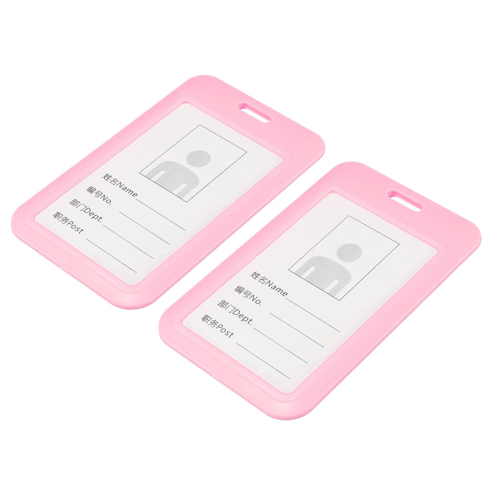 ID Badge Holders, 4.3x2.8 Inch Vertical Name ABS Label, Pink 2pcs