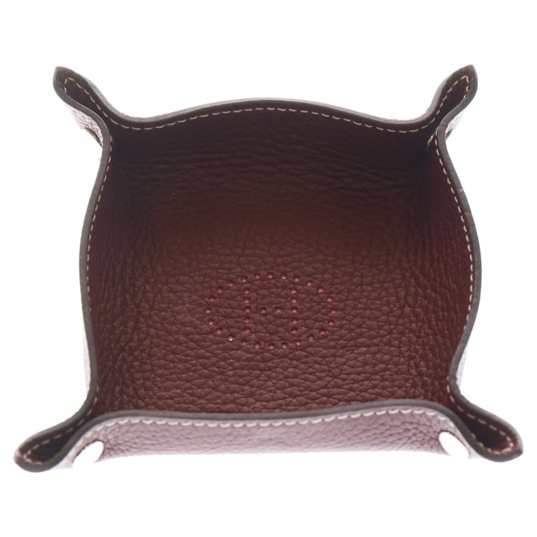 HERMES Vidpoche Tray Accessory Case Red Leather Silver Hardware U Stamped Used 2