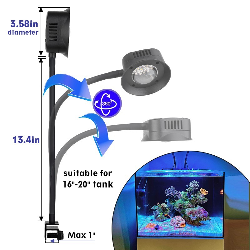 hygger 16-20" LED Saltwater Aquarium Light 36W, Nano Tank Reef Light for Coral