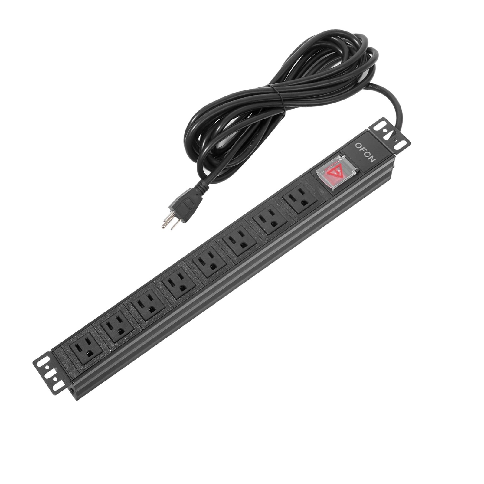 19" 1U Rack Mount PDU 8 Outlet Power Strip, Wall Mount, 15A 1875W