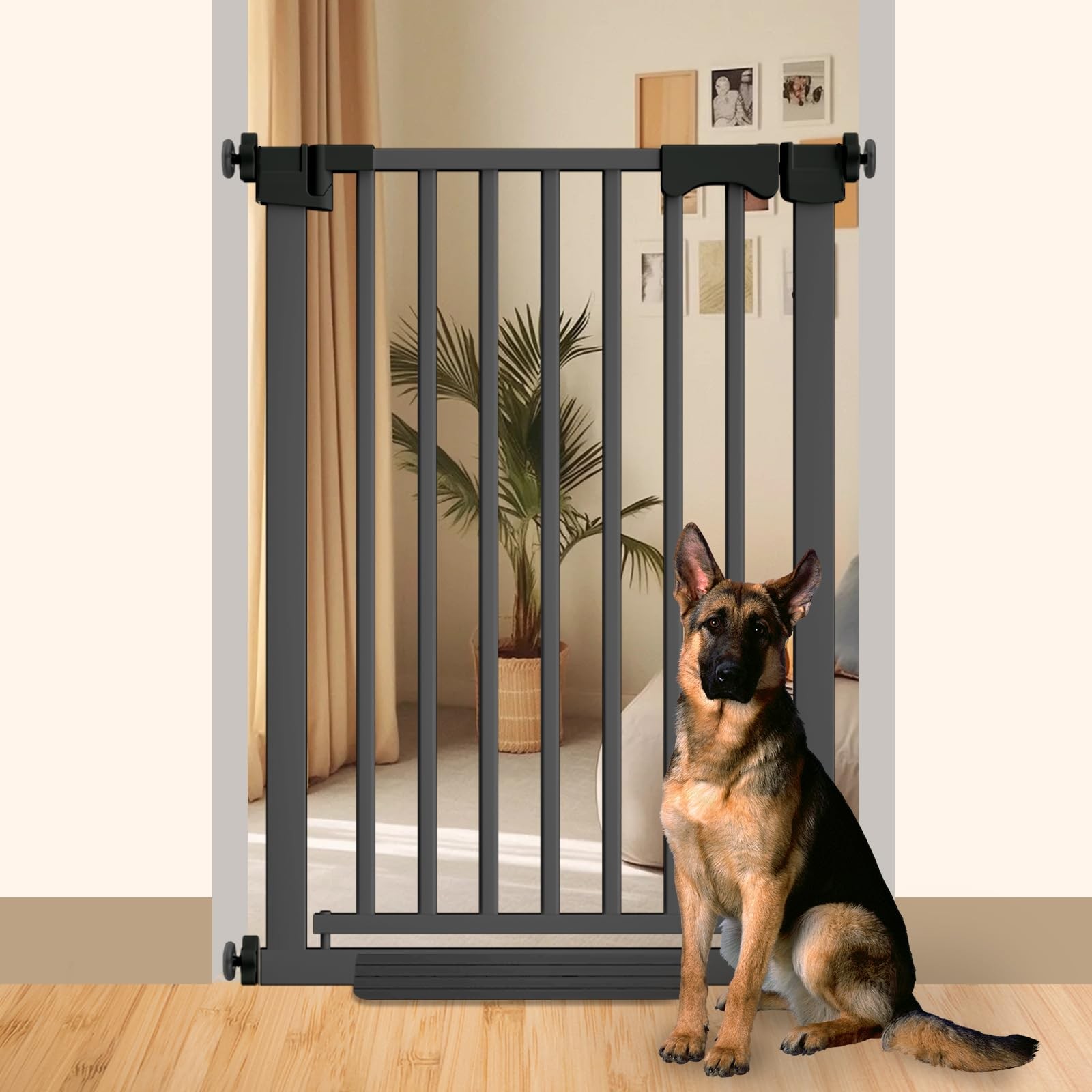Extra Tall Pet Safety Gate 30-32.6 Wide Pressure Mounted No Drilling Black Baby