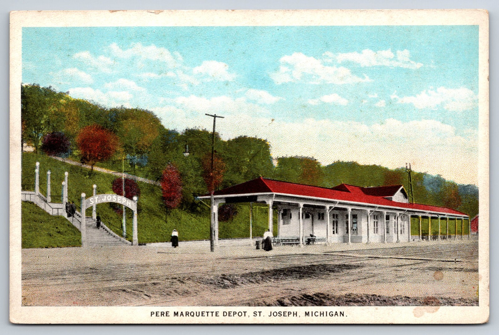 St Joseph, MI Postcard - Pere Marquette Depot, St. Joseph