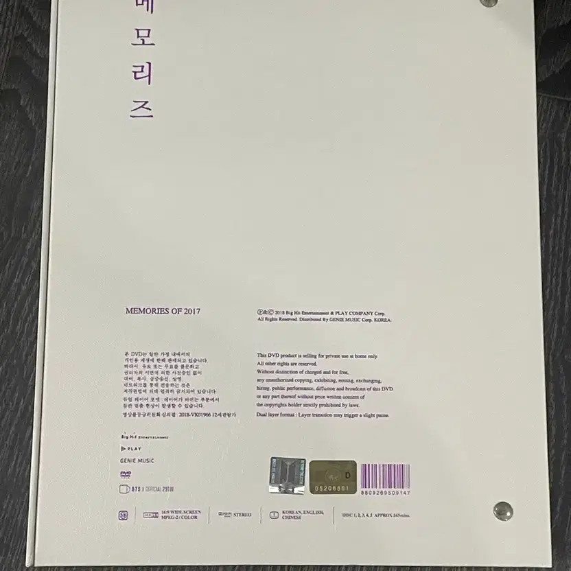BTS 2017 Memories DVD Set Excellent Condition