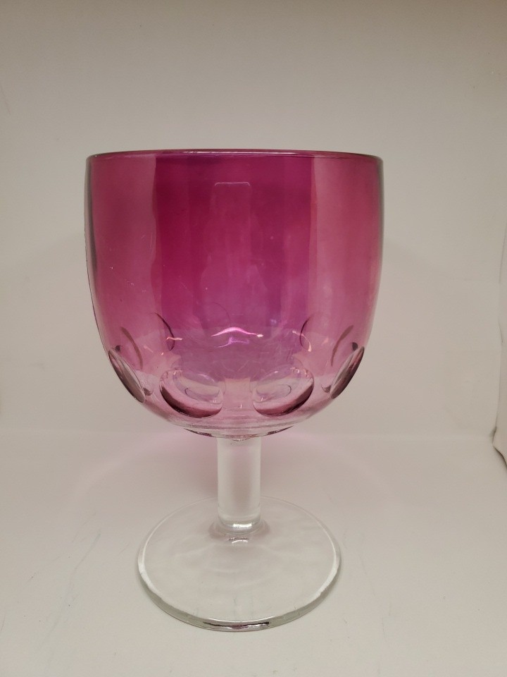 Vintage Pink Iridescent Flash Thumbprint 12 oz Water Goblet