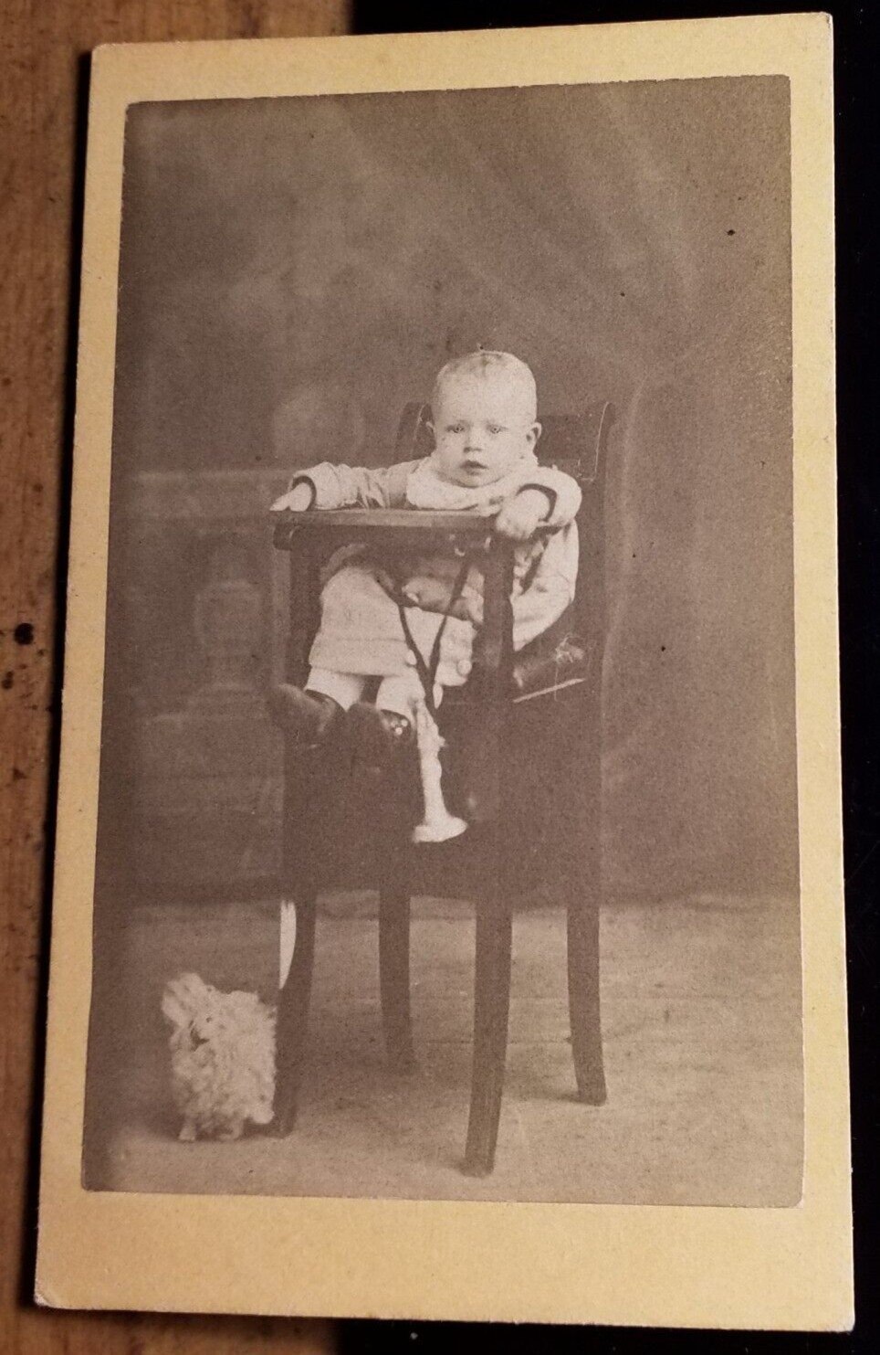 Small Child Sitting in Highchair - Baby / Circa 1870s CDV Demuth Offenburg
