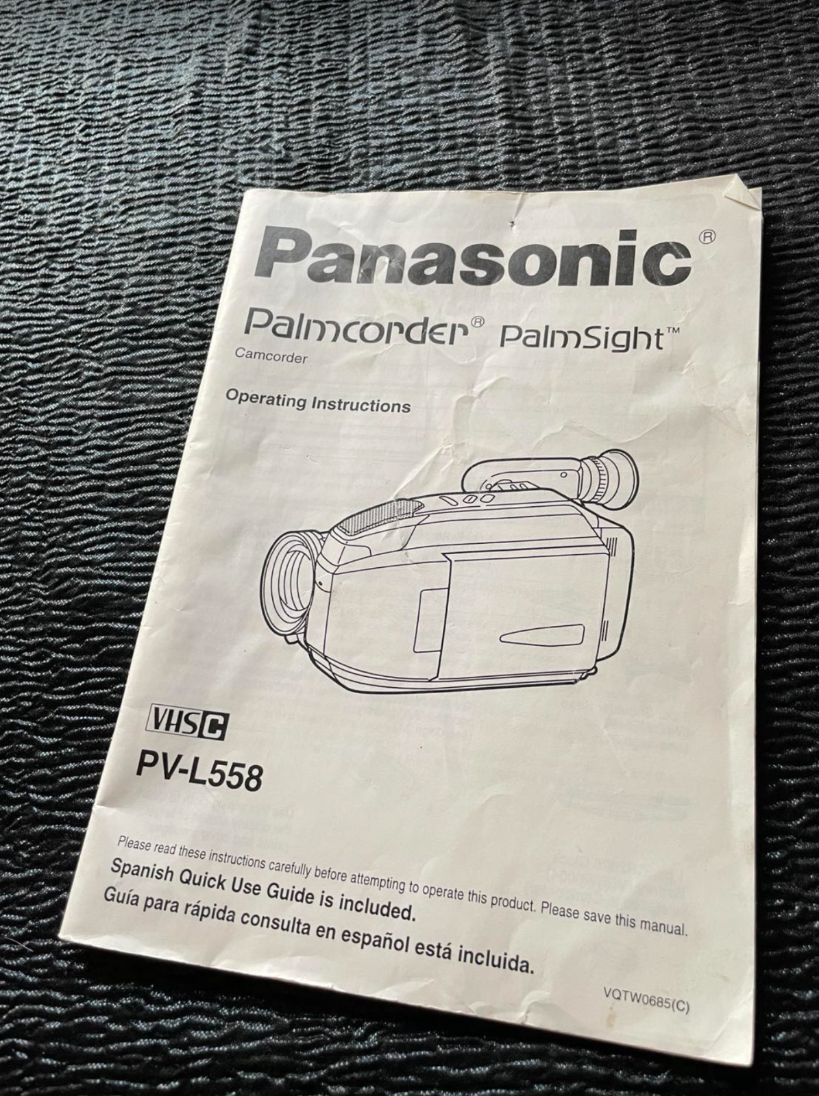 Manual ONLY Panasonic Palmcorder PalmSight PV-L558 Operating Instructions Guide
