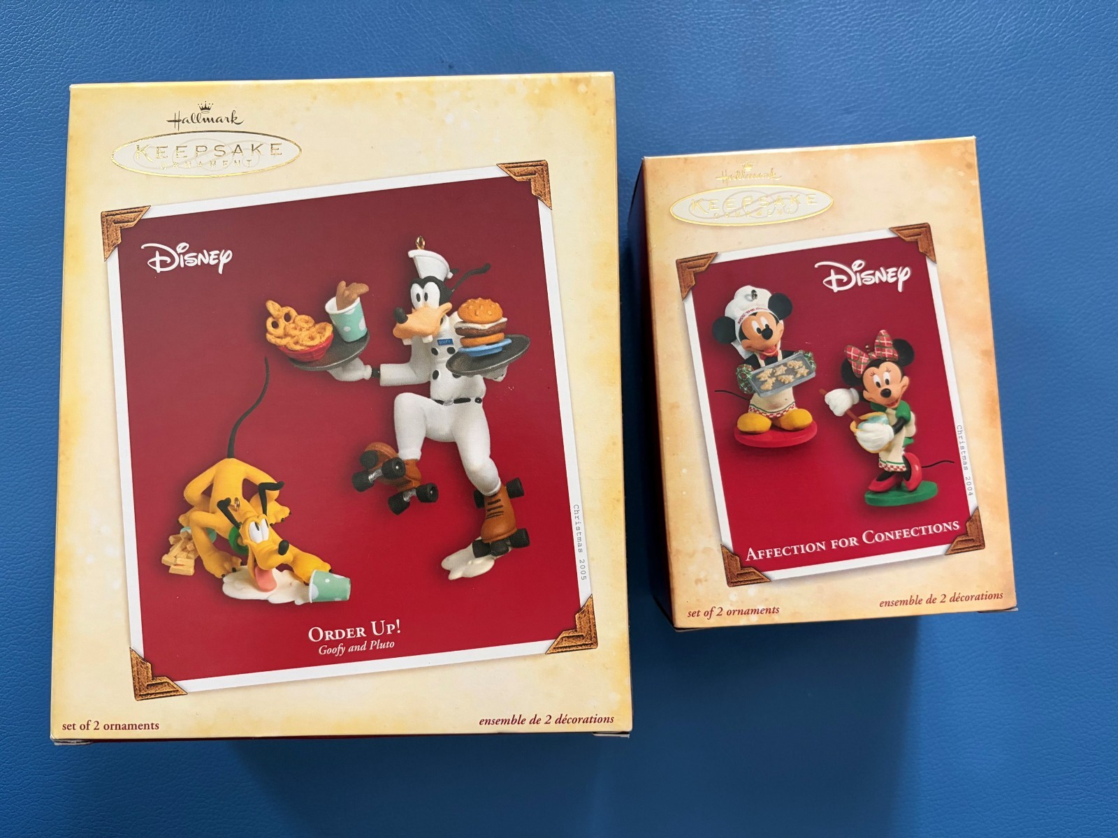 Hallmark Disney Ornament Mickey Minnie Goofy Pluto "Order Up" and "Confections"