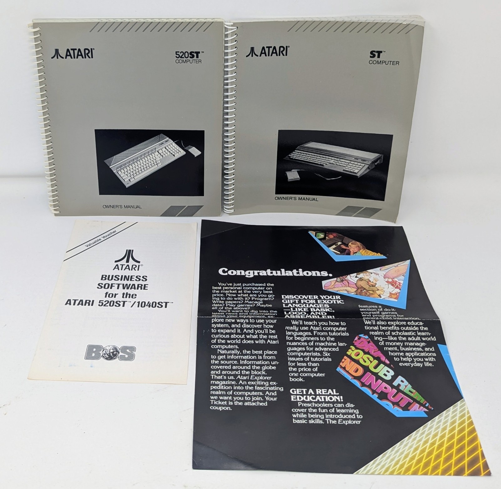 Atari ST Computer Manual, 520ST Computer Manual, & Inserts!