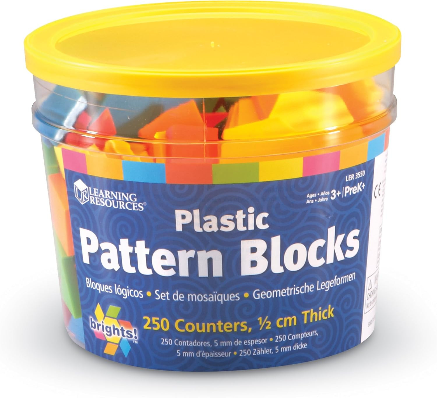 Brights! Plastic Pattern Blocks, Geometry for Kids, Develops Shape and Color Rec
