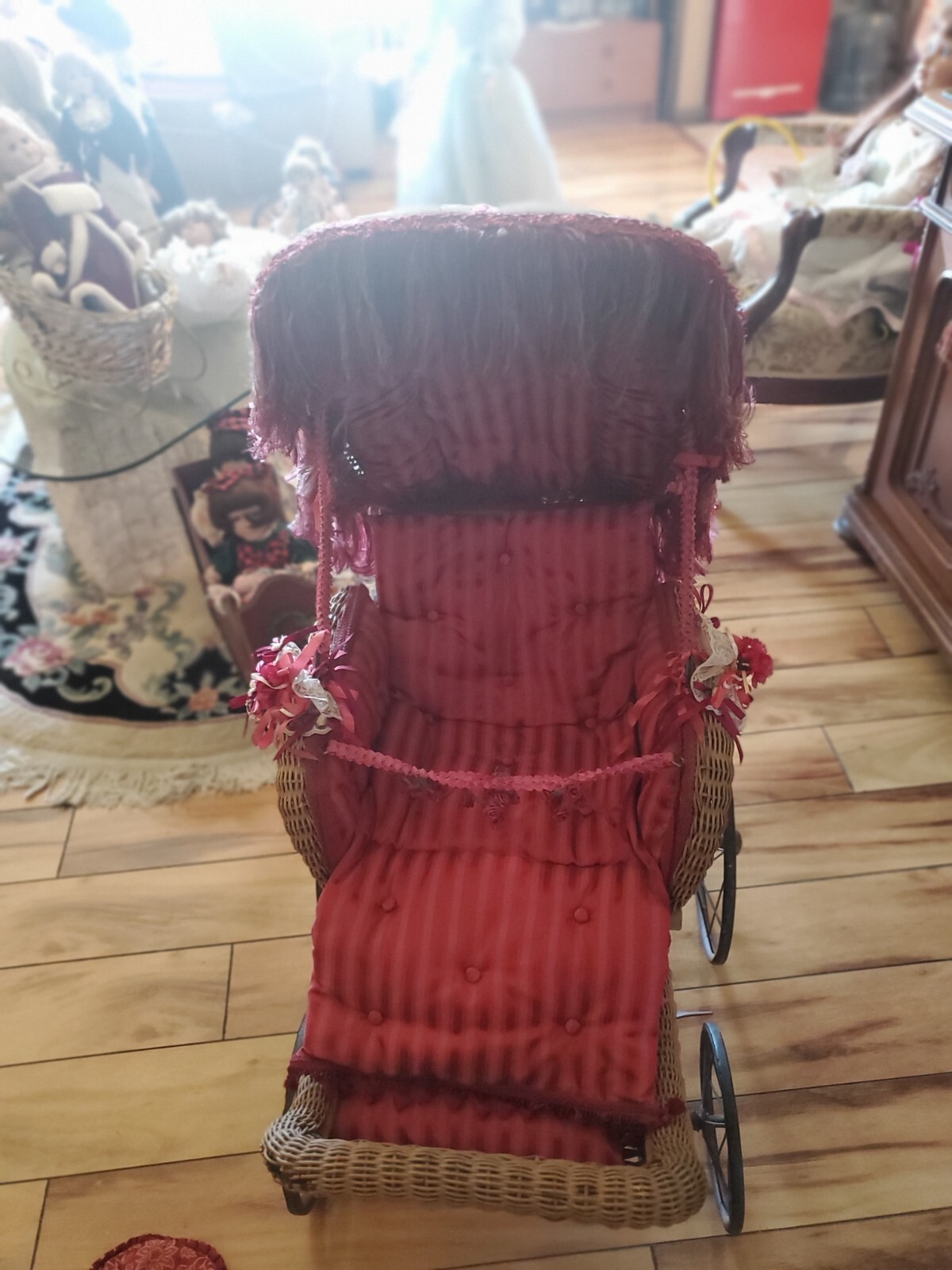 antique wicker doll buggy vintage