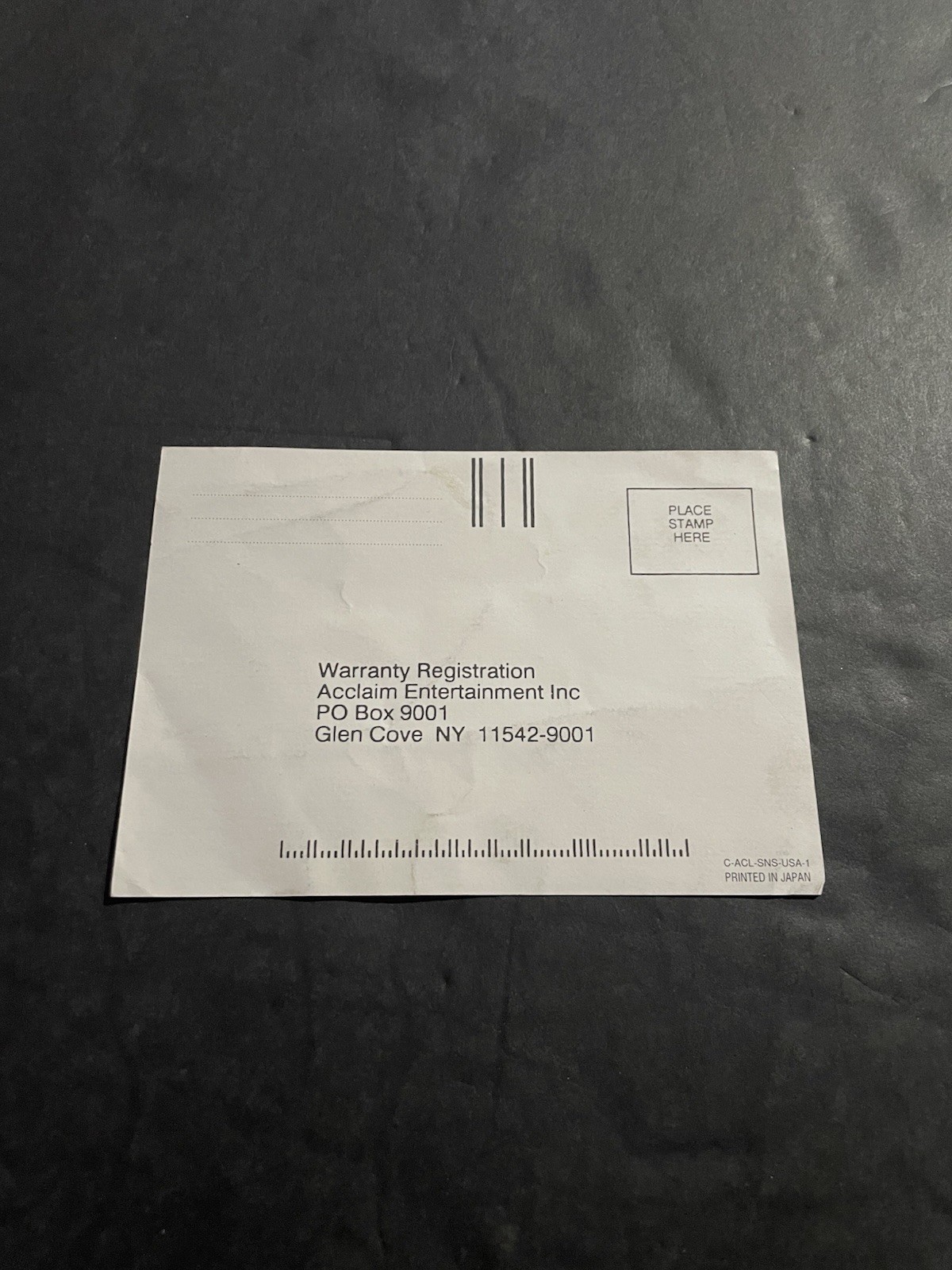 SNES Acclaim Registration card insert c-acl-sns-USA-1