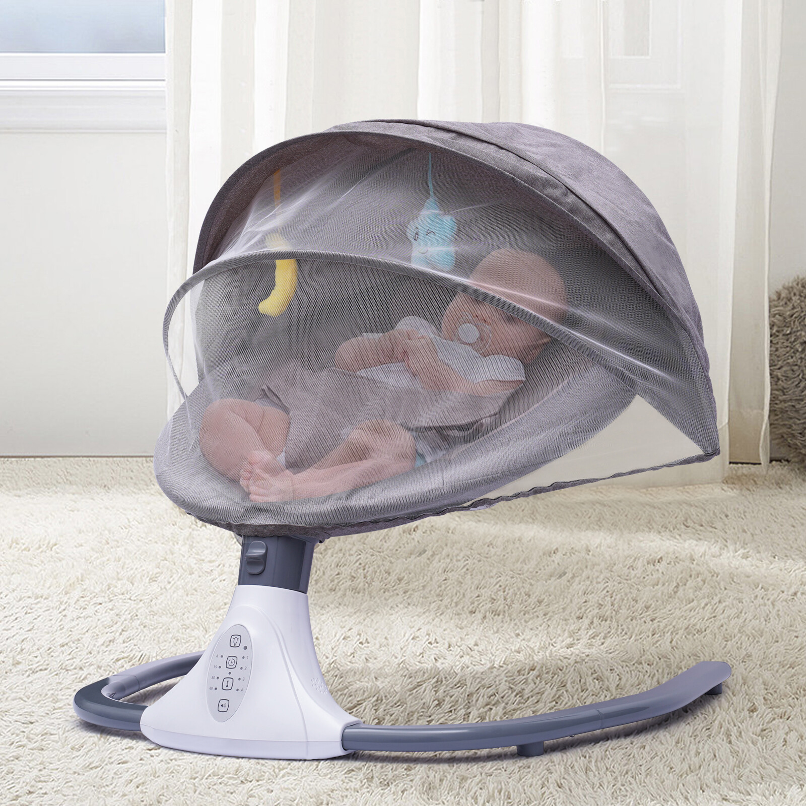 Electric Baby Bouncer Swing Bluetooth Music Cradle Rocker Chair Infant Newborn