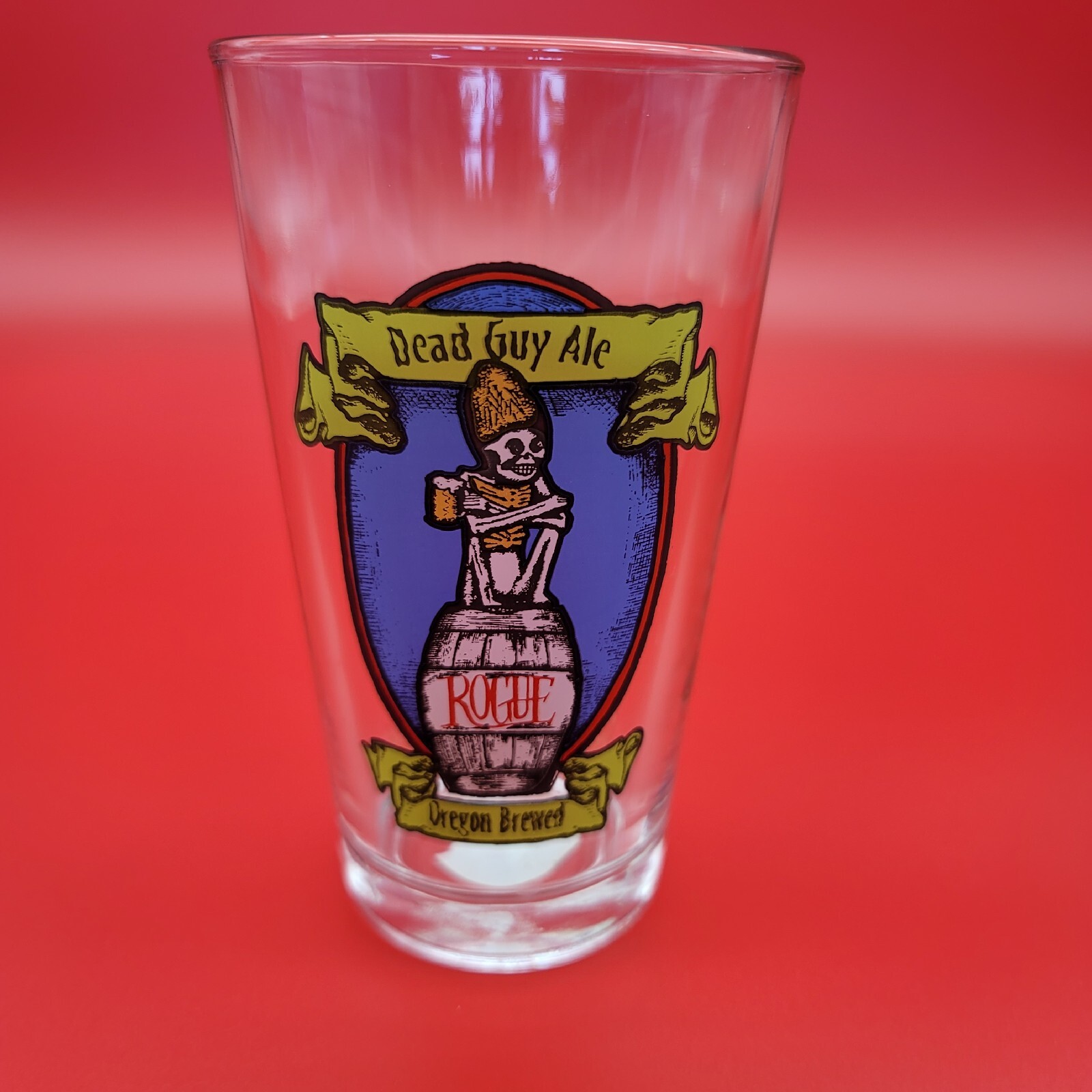 Dead Guy Ale Rogue Brewing Oregon Brewed Beer Pint Glass Mancave Barware Pub Bar