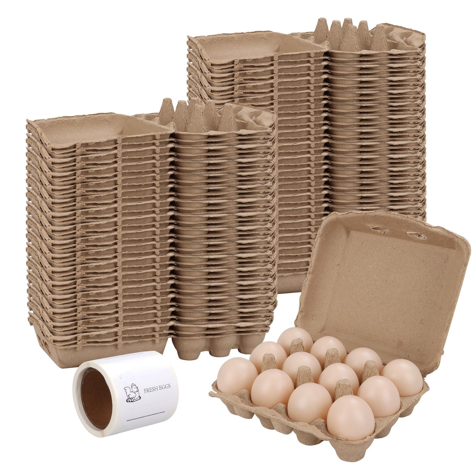 30 Pack Vintage Egg Cartons - Natural Pulp, Holds Twelve 12 Count Chicken Egg...