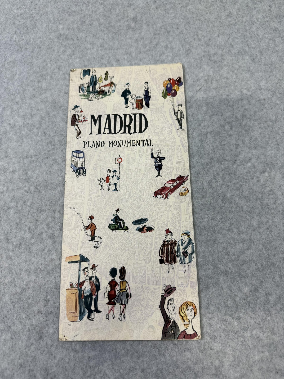 Vintage Madrid Plano Monumental Fold Out Tourist City Map Spain Illustrated