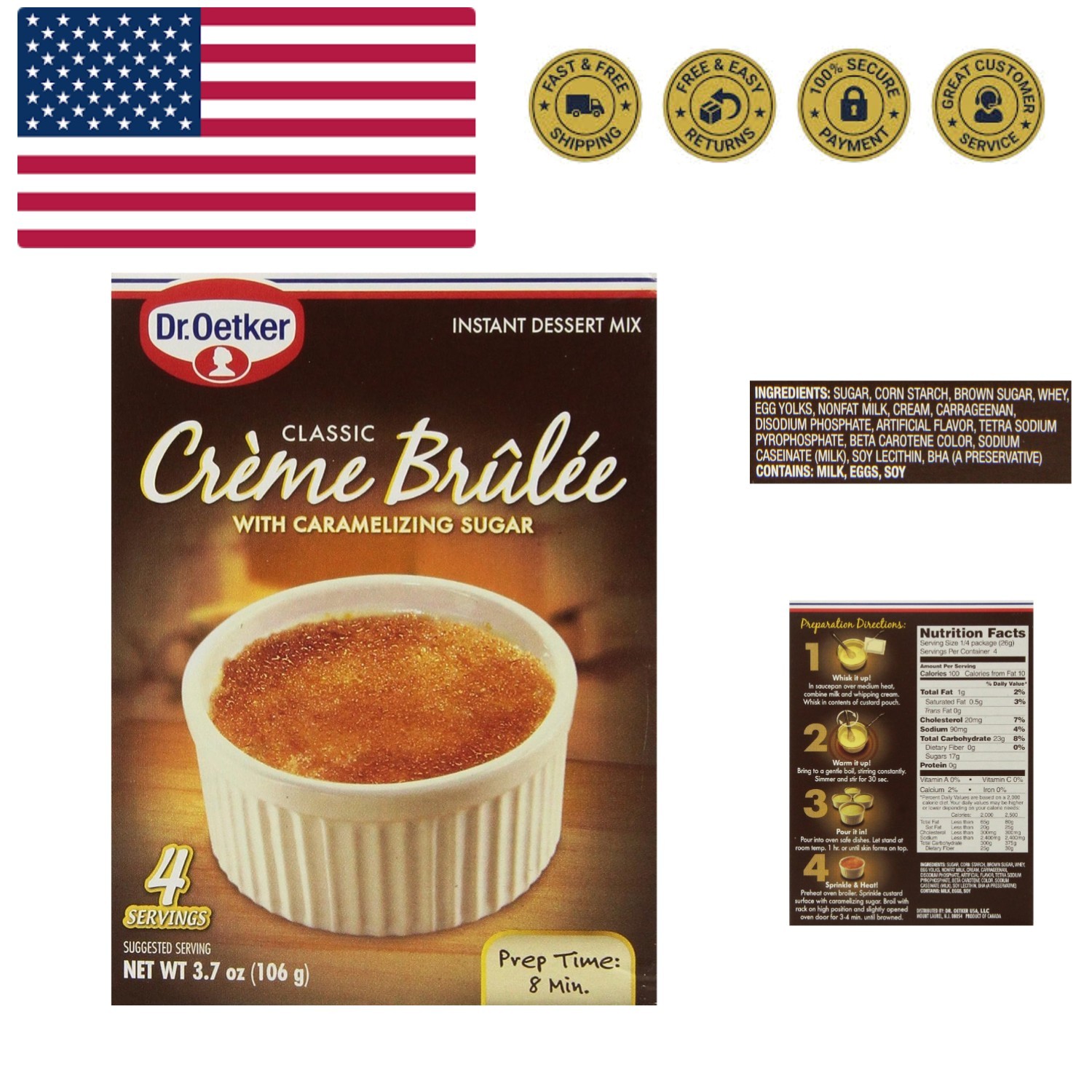 Creme Brulee Mix, 4 Servings, 3.7oz Pack of 3