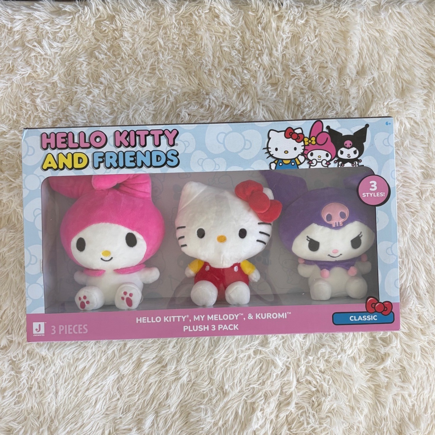 Hello Kitty and Friends Plush 3 Pack: My Melody Kuromi Sanrio Jazwares NEW