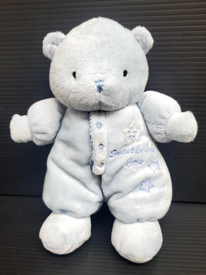 Carters Just One Year Blue Sweet Baby Boy Plush Teddy Bear Rattle