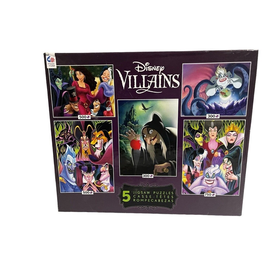 Disney Villains Jigsaw Puzzles 5-In-1 Multipack Set 300/500/750 Pcs Ceaco Comp