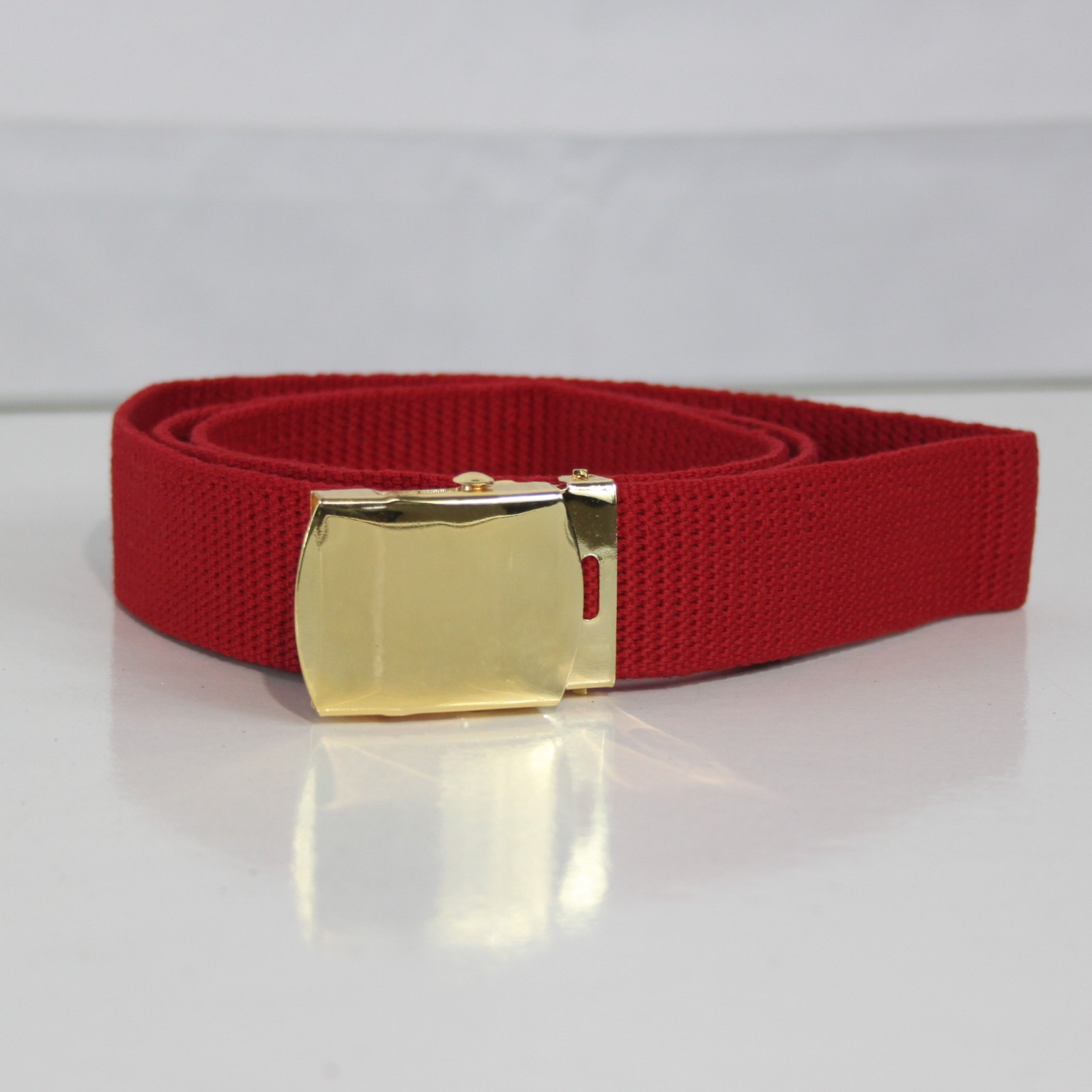 NEW Genuine Surplus Red Dress Belt Gold Buckle 30mm Webbing Belt  (4094)