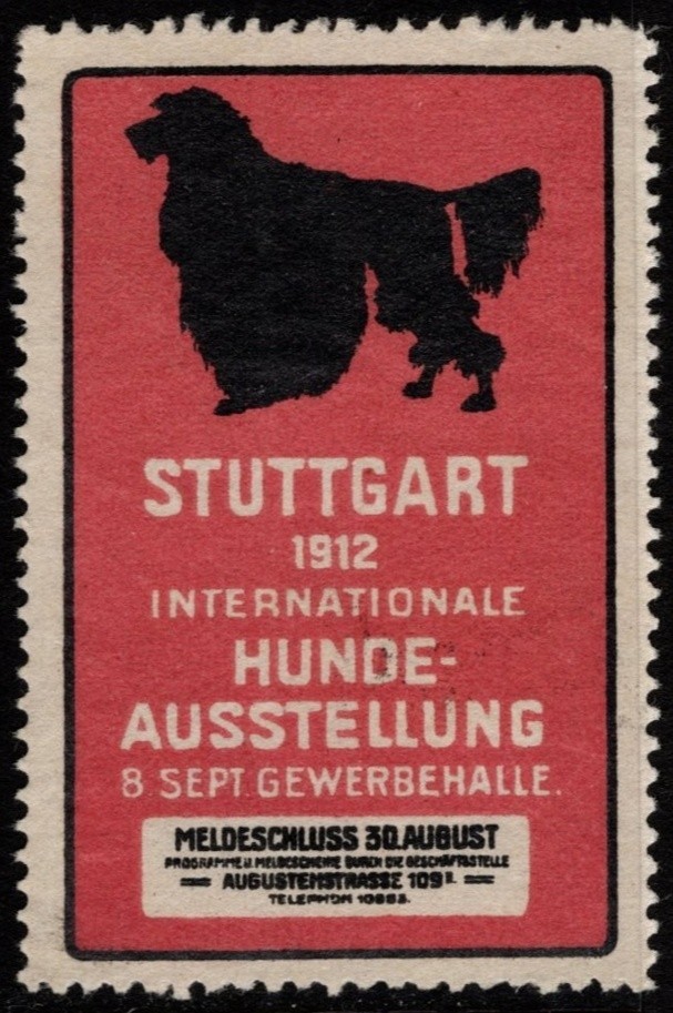 1912 Germany Poster Stamp International Dog Exhibition Commercial Building