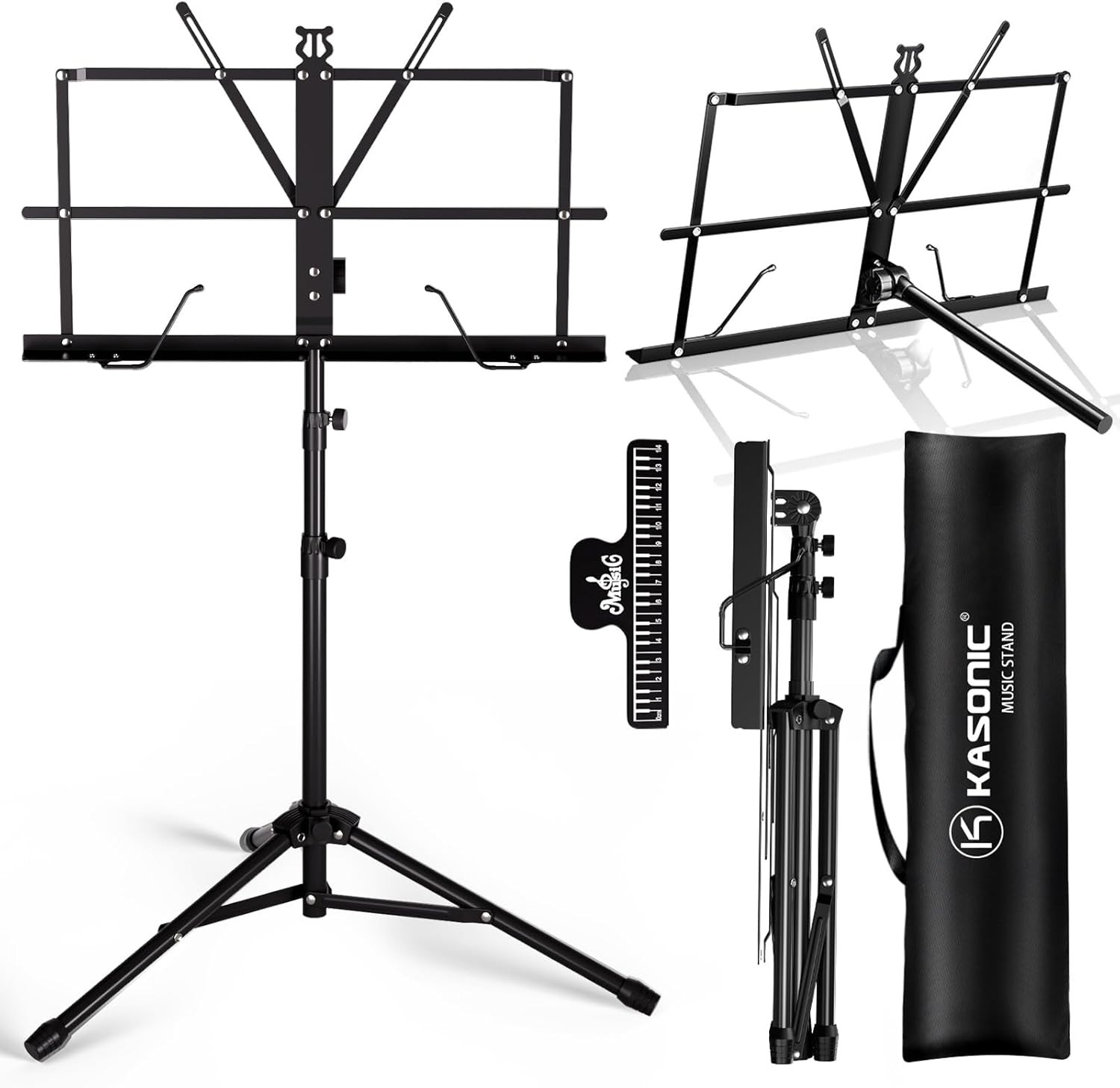 K KASONIC Music Stand, 2 in 1 Dual-Use Folding Sheet Music Stand & Desktop Book 