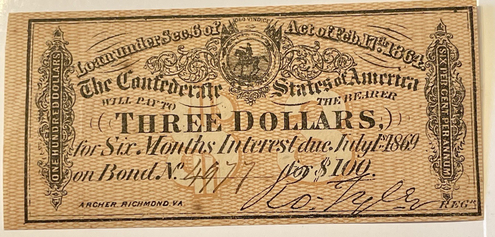 $3 Semi Annual Interest Coupon For $100 