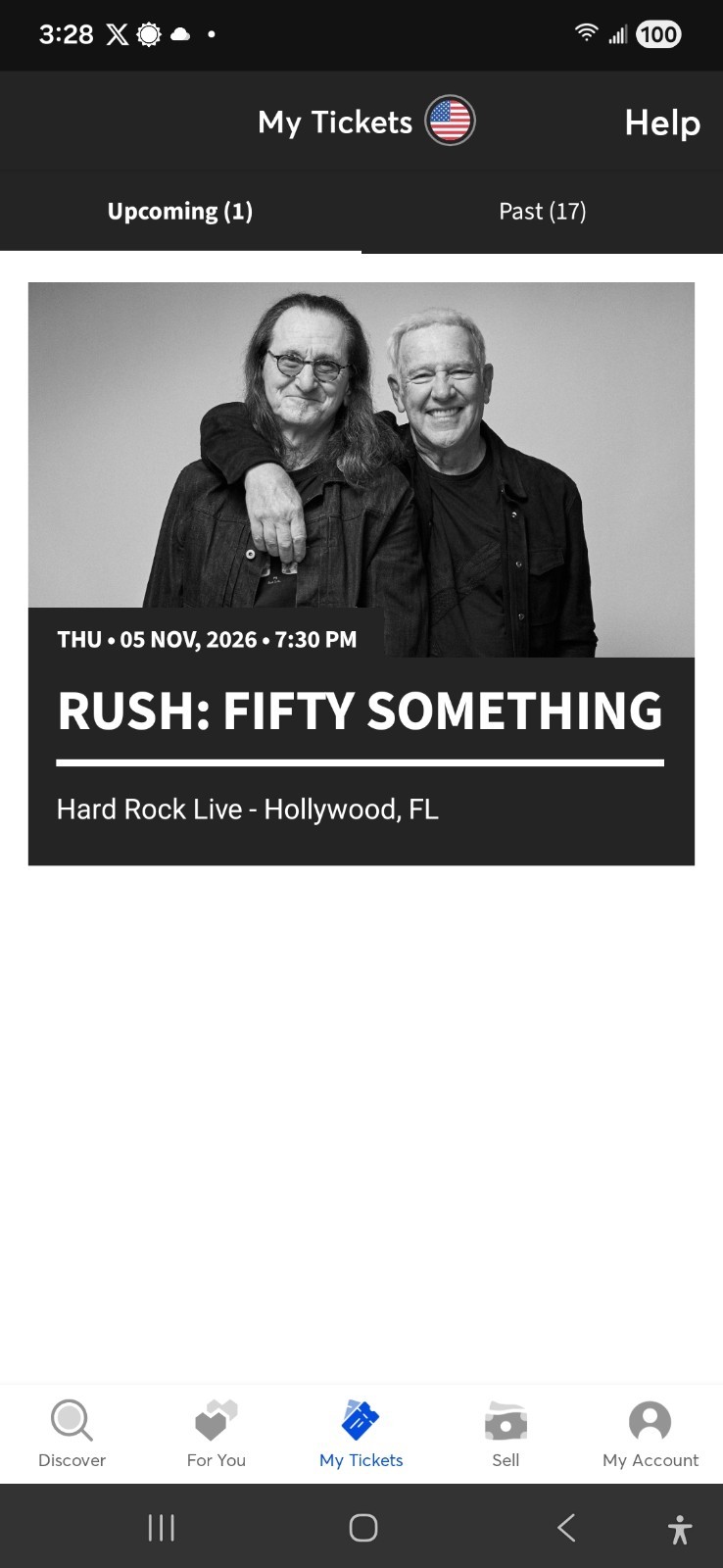 2 Rush Concert Tickets Fifty Something Tour PIT GA Front Stage Hollywood Florida
