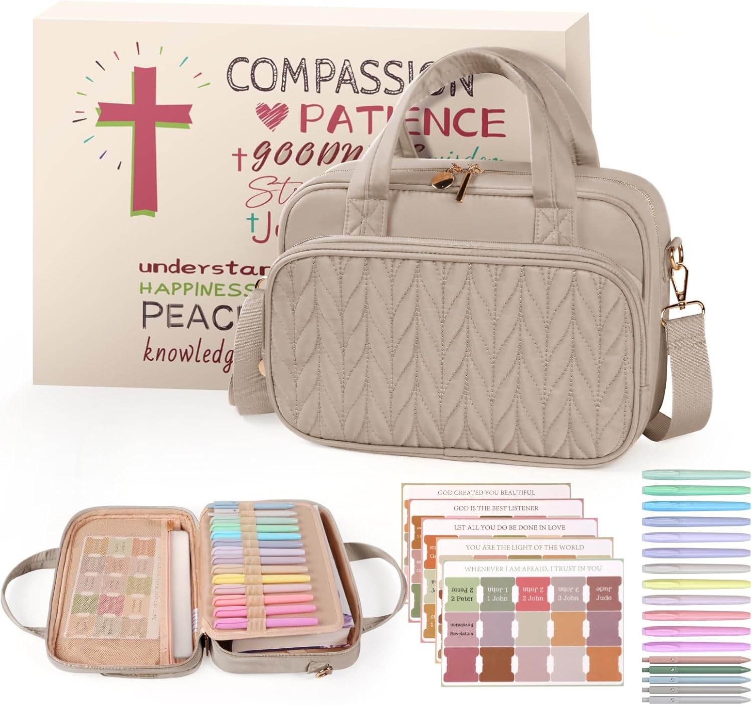 Large Bible Cover Case for Women with Study Supplies and Journaling Kit