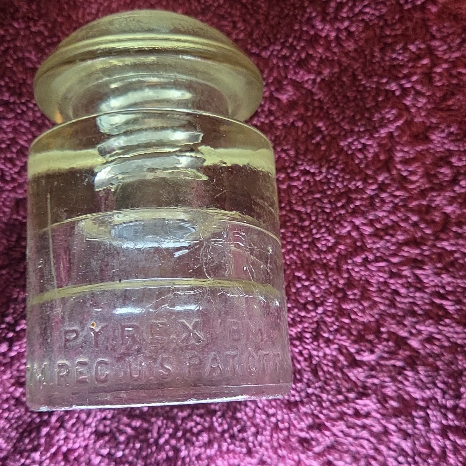 Vintage Clear Pyrex Glass Insulator - Corning T.M Reg. U.S. Pat. Off 