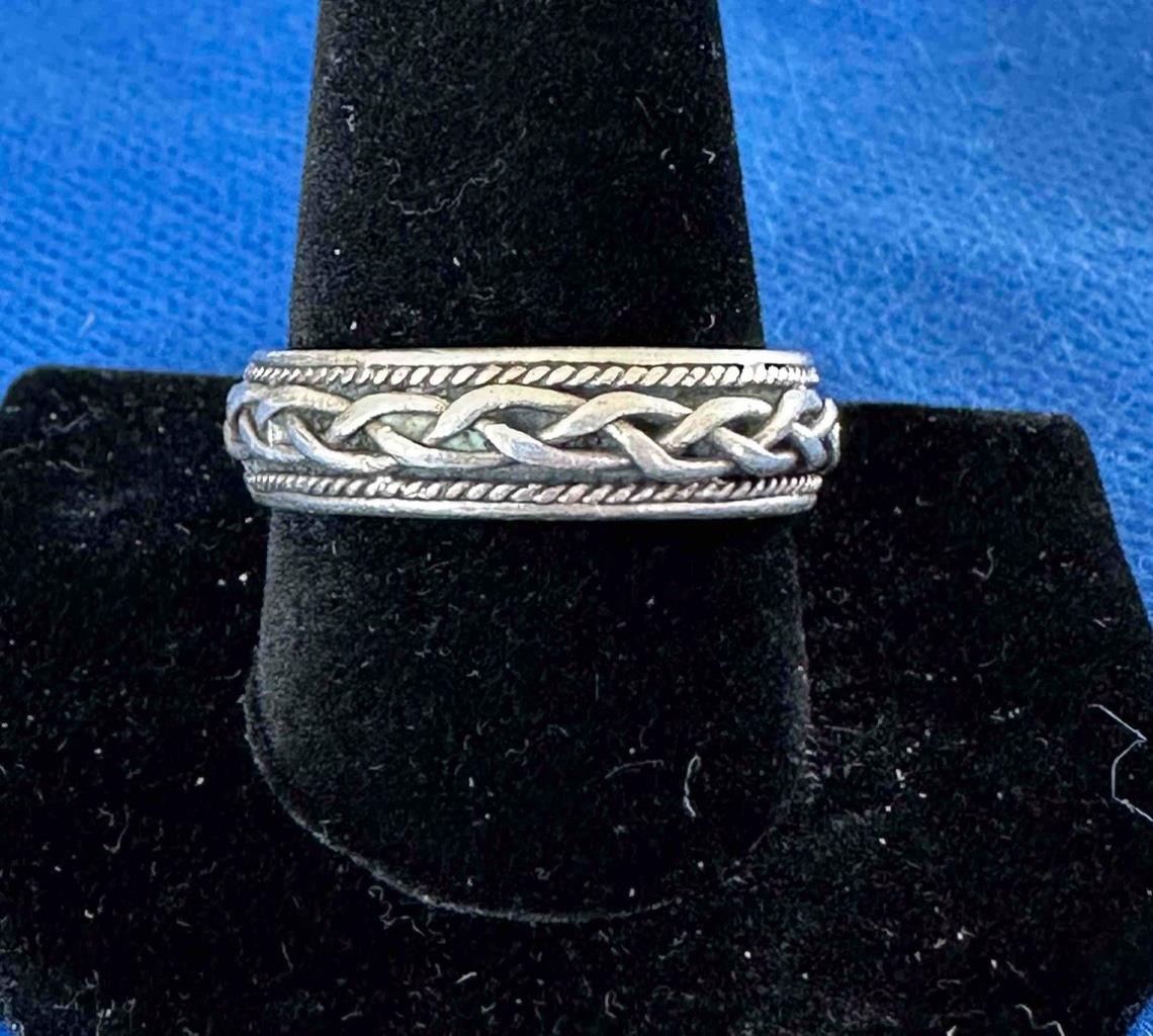 925 Vintage Designer Celtic Knot Band Sterling Silver Ring Size 11.5