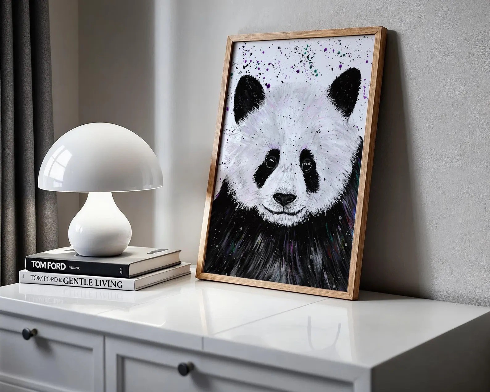 Panda  Art Print, Colourful Animal Wall Art, Wildlife Painting, Home Decor