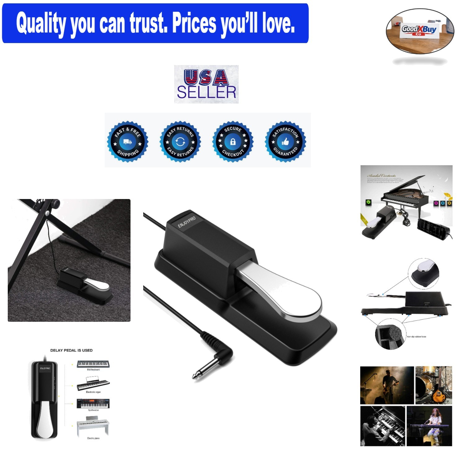 Universal Sustain Pedal for Yamaha Casio Roland Digital Pianos with Polarity ...