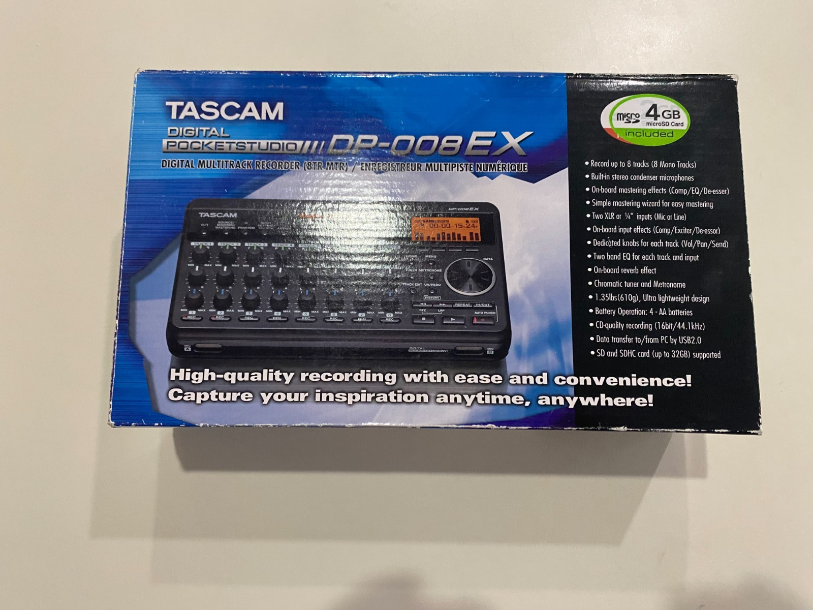 TASCAM DP-008EX 8-track Digital Portastudio Recorder, Manual, Box No power adapt