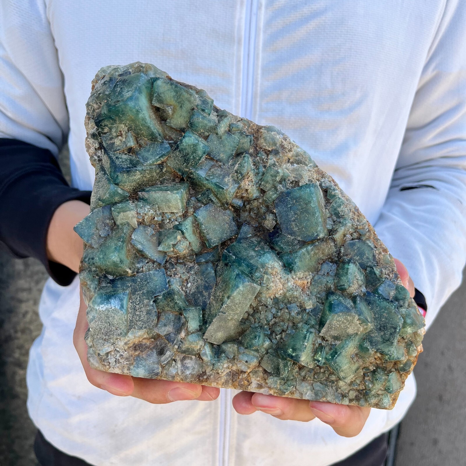 7lb NATURAL Green Cube FLUORITE Quartz Crystal Cluster Mineral Specimen