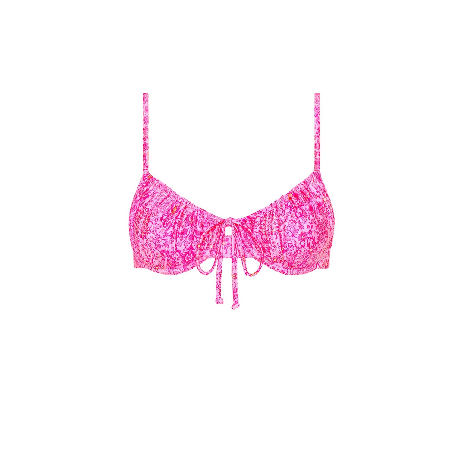 Kulani Kini Ruched Underwire Bra Bikini Top  RoseQuartz M